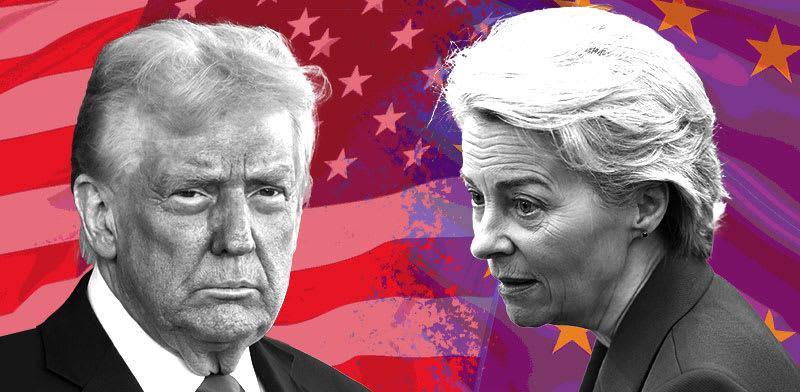  צילום: לה פון דר ליין ודונלד טראמפ / צילומים: Shutterstock, AP-Denes Erdos