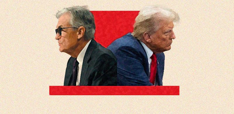 נשיא ארה''ב דונלד טראמפ ויו''ר הפדרל ריזרב ג'רום פאוול (עיבוד תמונה) / צילום: AP, רויטרס-Mattie Neretin/Sipa USA