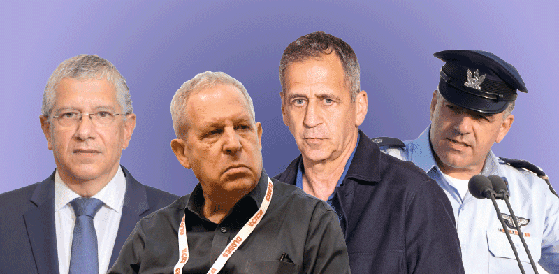 מימין: עמיקם נורקין, אביב כוכבי, גיורא איילנד, אמיר אשל / צילום: חיים הורנשטיין, יוסי כהן, דוברות משרד הביטחון, איל יצהר