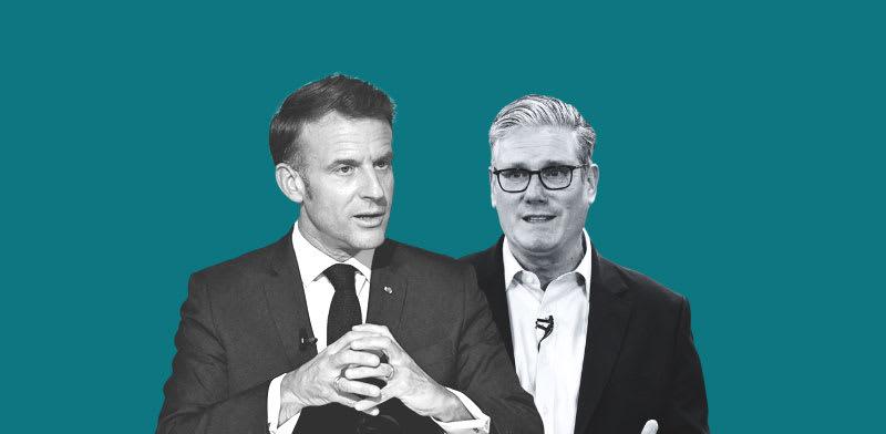 קיר סטארמר, רה''מ בריטניה, ועמנואל מקרון, נשיא צרפת / צילום: Kin Cheung, Tschaen Eric/Pool/ABACA