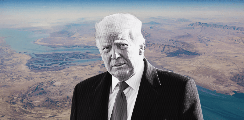 נשיא ארה''ב דונלד טראמפ על רקע מצר הורמוז / צילום: ap, Alex Brandon