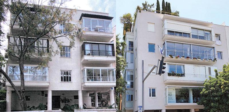 מימין: הבניין ברחוב דיזנגוף לאחר השיפוץ, משמאל הבניין בבן גוריון / צילום: יח''צ