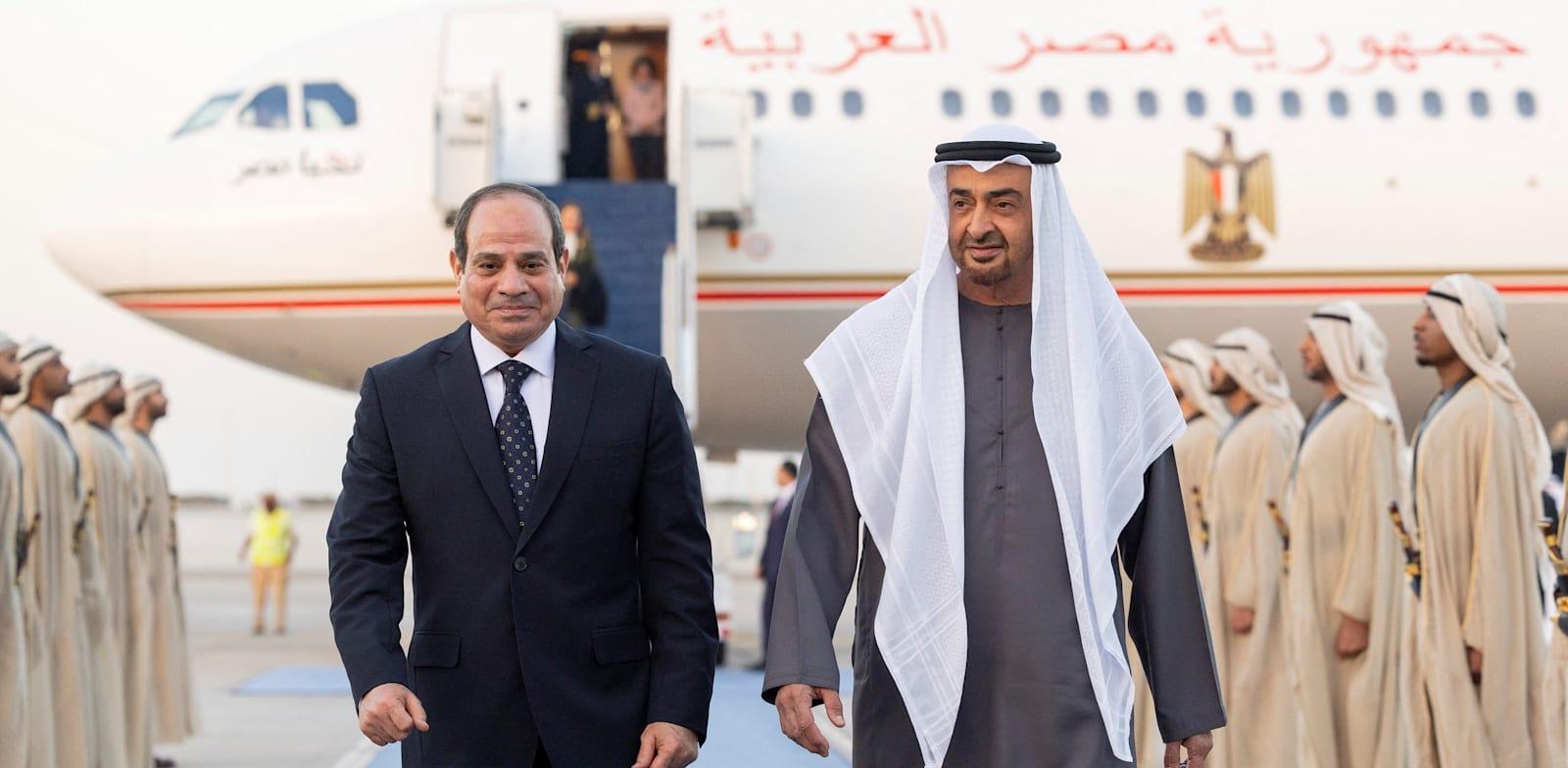 נשיא מצרים א־סיסי מקבל את פניו של נשיא האמירויות מוחמד בין זאיד במצרים, 2023 / צילום: Reuters, UAE Presidential Court נשיא מצרים א־סיסי מקבל את פניו של נשיא האמירויות מוחמד בין זאיד במצרים, 2023 / צילום: Reuters, UAE Presidential Court