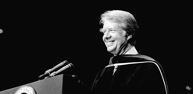 ג'ימי קרטר באוניברסיטת נוטרדם, 22 במאי 1977 / צילום: ap ג'ימי קרטר באוניברסיטת נוטרדם, 22 במאי 1977 / צילום: ap