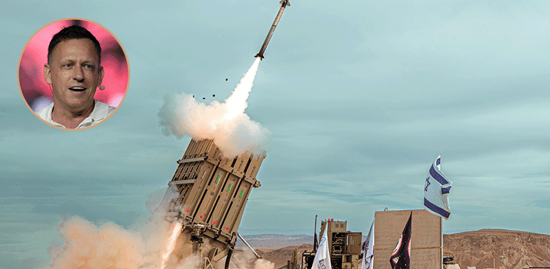 מיירט ''טמיר'' משוגר מסוללת כיפת ברזל (בעיגול: המשקיע פיטר ת'יל) / צילום: דוברות משרד הביטחון מיירט ''טמיר'' משוגר מסוללת כיפת ברזל (בעיגול: המשקיע פיטר ת'יל) / צילום: דוברות משרד הביטחון