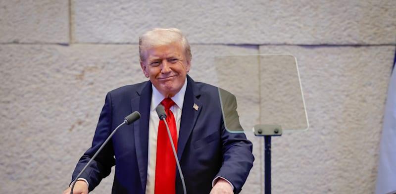 נשיא ארה''ב דונלד טראמפ נואם בכנסת / צילום: דוברות הכנסת - נועם מושקוביץ נשיא ארה''ב דונלד טראמפ נואם בכנסת / צילום: דוברות הכנסת - נועם מושקוביץ