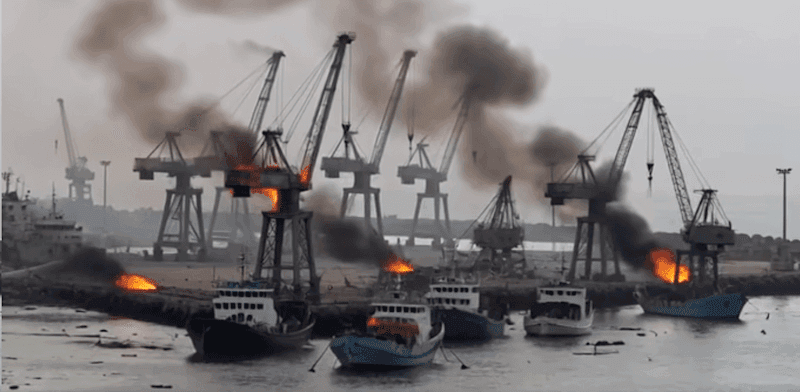 נמל באר שבע המדומיין עולה באש / צילום: מתוך לינקדאין נמל באר שבע המדומיין עולה באש / צילום: מתוך לינקדאין